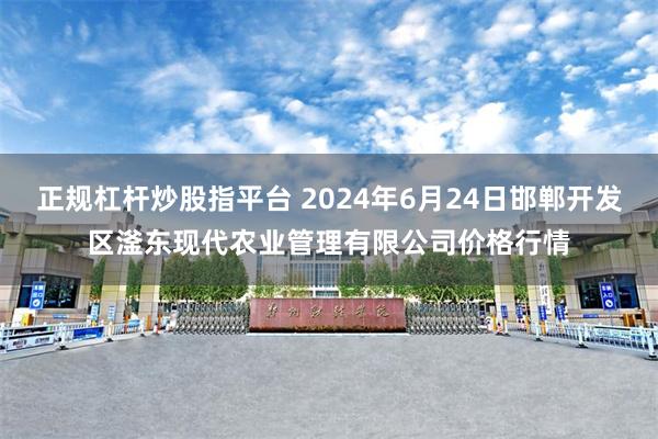 正规杠杆炒股指平台 2024年6月24日邯郸开发区滏东现代农业管理有限公司价格行情