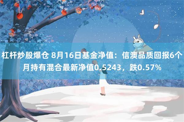 杠杆炒股爆仓 8月16日基金净值：信澳品质回报6个月持有混合最新净值0.5243，跌0.57%