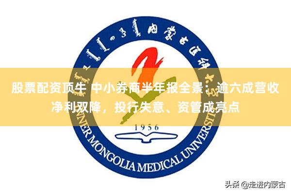 股票配资顶牛 中小券商半年报全景：逾六成营收净利双降，投行失意、资管成亮点