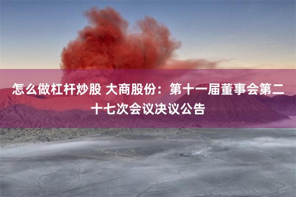 怎么做杠杆炒股 大商股份：第十一届董事会第二十七次会议决议公告